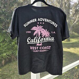 Graphic "Surf Riders" Short Sleeve T-Shirt - Black - Size Large